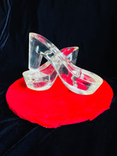 Load image into Gallery viewer, Dazzling Tootsies Clear Platform Heels like Marilyn Monroe's Iconic Pair of Cinderella Slippers